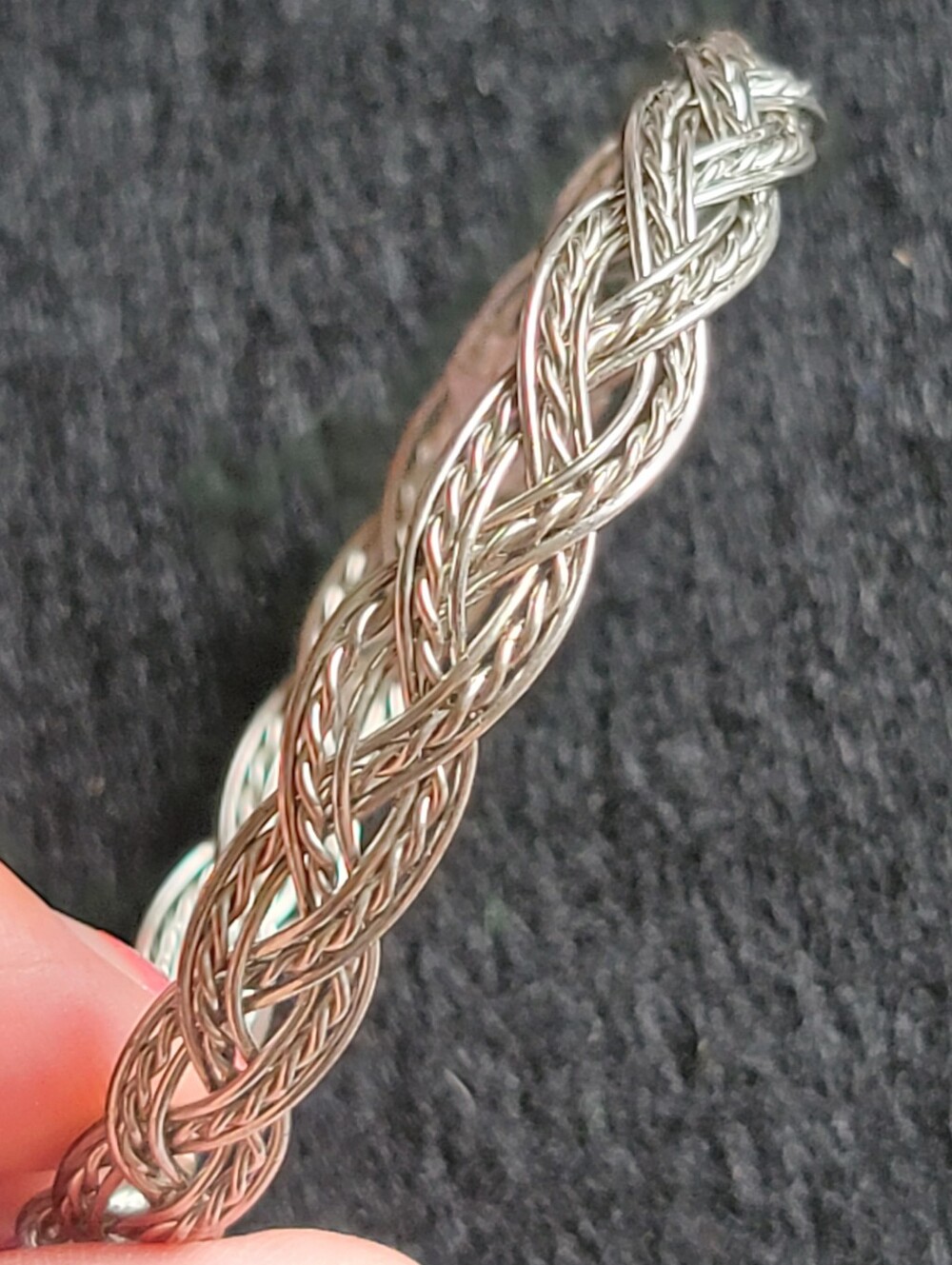 Braided Silver-Tone Bracelet Bangle
